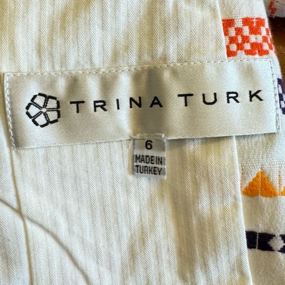 Trina Turk Jacket Blazer Size 8 Beatrix Tribal Embroidered Colorful Zip Up - Picture 13 of 16